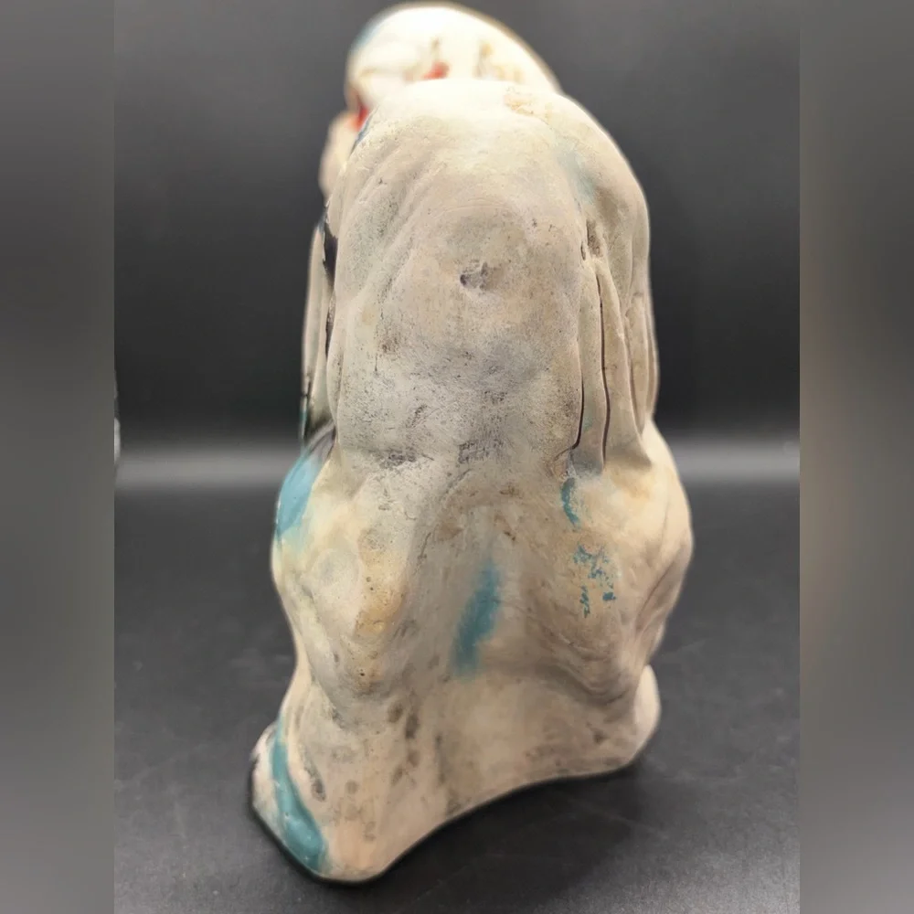 Vintage Pekingese Dog Carnival Chalkware Multicolored Statuette Figurine Figure
